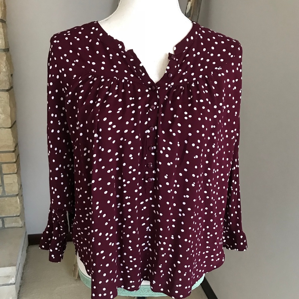 Burgundy Polka Dot Dress Top